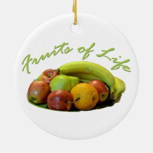 Colourful fruits tray, Orange, apple, pear, Ceramic Tree Decoration