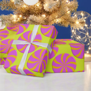 Colourful Fuchsia Orange Peppermint Twist Christma Wrapping Paper