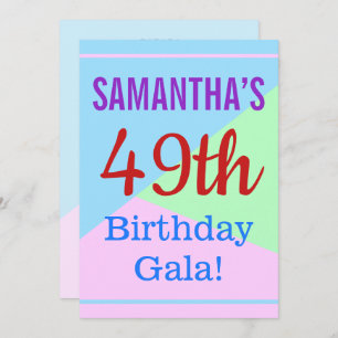 Colourful, Fun "49th Birthday Gala!" Invitation
