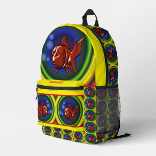 Colourful Fun Abstract Goldfish Personalised Printed Backpack