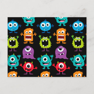 Colourful Fun Abstract Pattern Kids Monsters Postcard