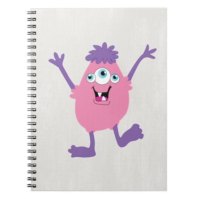 Colourful Fun Abstract Pattern Kids Monsters Spiral Notebook (Front)