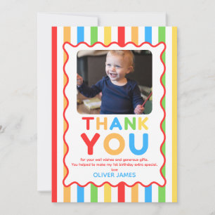 Colourful Fun Birthday Photo Thank You Card