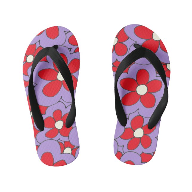 Colourful Fun Bright Flower Design Kid's Jandals (Footbed)