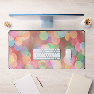 Colourful Fun Bubbles Bokeh Art Desk Mat Pad