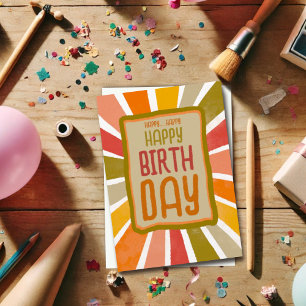 Colourful Fun Cheerful Happy Birthday Simple Yello Thank You Card