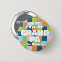 Colourful Fun Chequered Block Baby Shower Grandpa