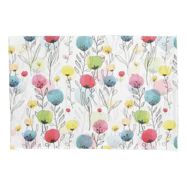 Colourful, fun, circular design elements pillowcase (Front)