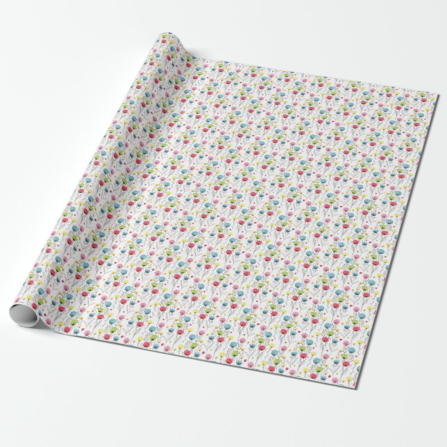 Colourful, fun, circular design elements wrapping paper (Unrolled)