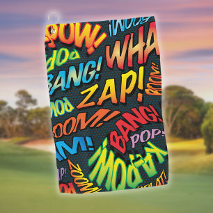 Colourful Fun Comic Book Pop Art Sounds Golf Towel