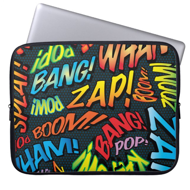 Colourful Fun Comic Book Typography Laptop Sleeve (Front)
