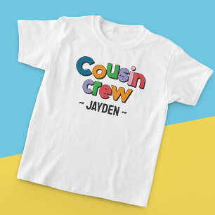 Colourful Fun Cousin Crew Personalised Name Kids T-Shirt
