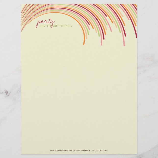 Colourful Fun Curved Party Stripes Mod Design Customized Letterhead (Front)