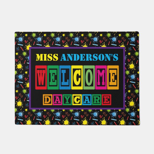 Colourful Fun Custom Daycare Doormat (Front)