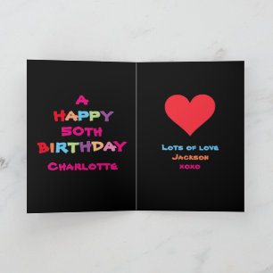 Colourful & Fun Custom Names & Dates Happy Birthda Card