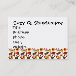 Colourful Fun Cute Jungle Village Safari Zoo Anima Business Card