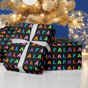 Colourful Fun FA LA LA Holiday Season Text Wrapping Paper