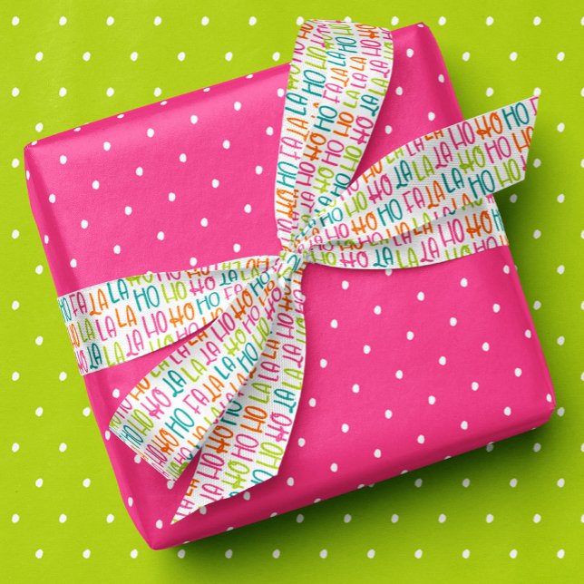 Colourful fun falala hohoho Christmas holiday Satin Ribbon (Creator Uploaded)