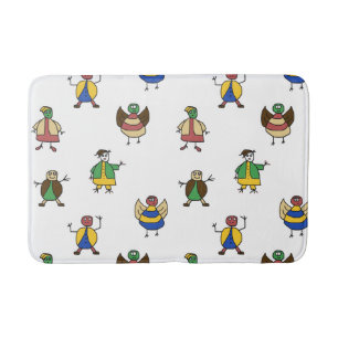 Colourful Fun Family Cartoon Characters Bath Mat