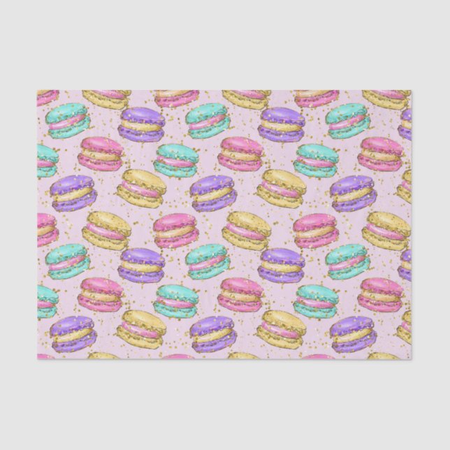 Colourful Fun Faux Glitter Macaron Cookies Pattern Tissue Paper (Front)