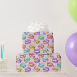 Colourful Fun Faux Gold Glitter Macarons Pattern   Wrapping Paper