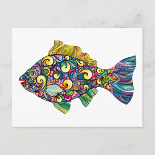 Colourful fun fish postcard