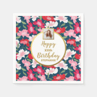 Colourful Fun Floral Any Age Custom Photo Birthday