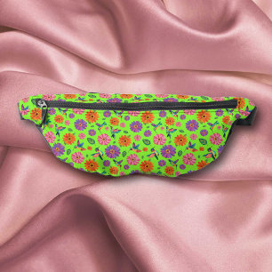 Colourful Fun Flowers and Hummingbirds Pattern Bum Bags