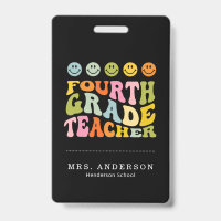 Colourful Fun Fourth Grade Teacher Custom Name