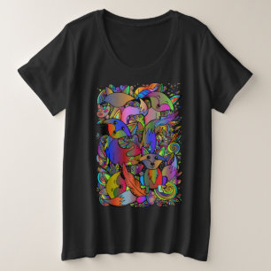 Colourful Fun Foxes Doodle Women's Plus Size T-Shirt