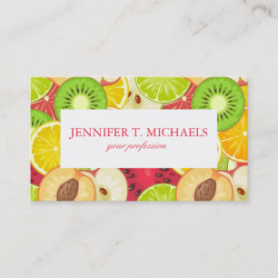 Colourful Fun Fruit Pattern Business Card