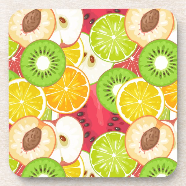 Colourful Fun Fruit Pattern Coaster (Front)