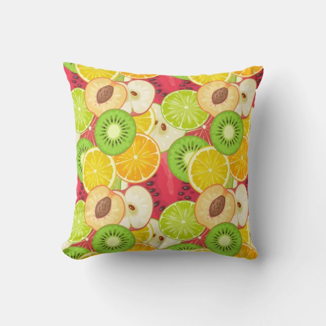 Colourful Fun Fruit Pattern Cushion (Front)