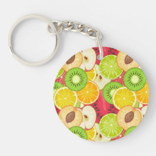 Colourful Fun Fruit Pattern Key Ring