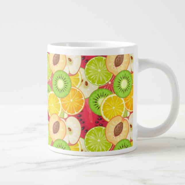 Colourful Fun Fruit Pattern Large Coffee Mug (Right)