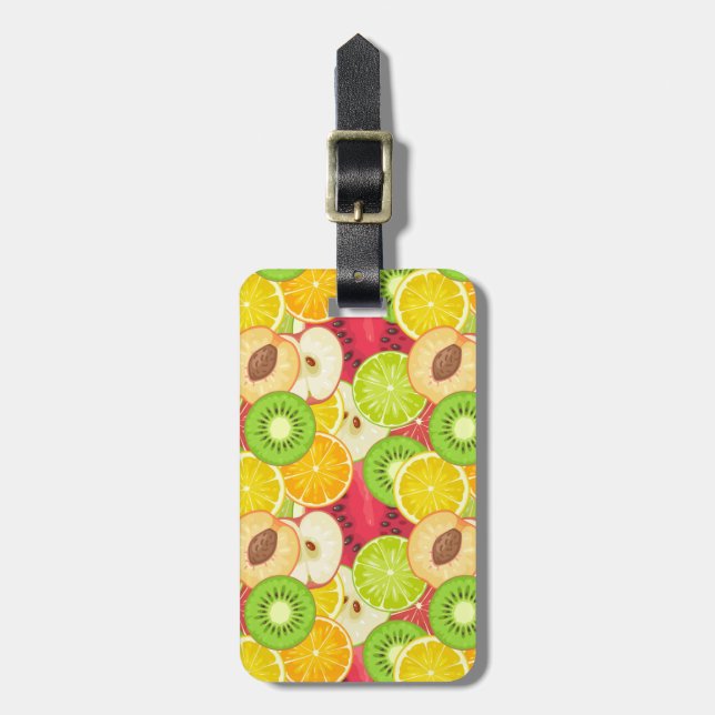 Colourful Fun Fruit Pattern Luggage Tag (Front Vertical)