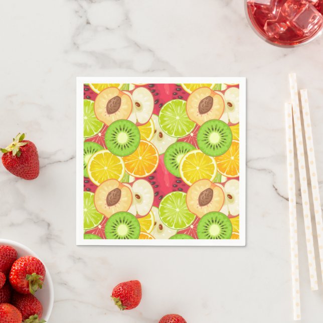 Colourful Fun Fruit Pattern Napkin (Insitu)