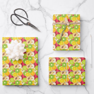 Colourful Fun Fruit Pattern Wrapping Paper Sheet