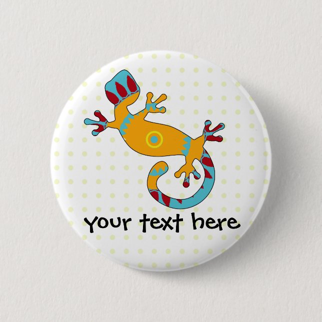 Colourful Fun Gecko Lizard 6 Cm Round Badge (Front)
