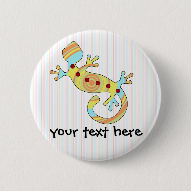 Colourful Fun Gecko Lizard 6 Cm Round Badge (Front)