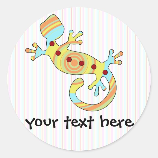 Colourful Fun Gecko Lizard Classic Round Sticker (Front)
