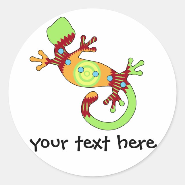 Colourful Fun Gecko Lizard Classic Round Sticker (Front)