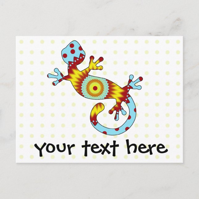 Colourful Fun Gecko Lizard Invitation Postcard (Front)