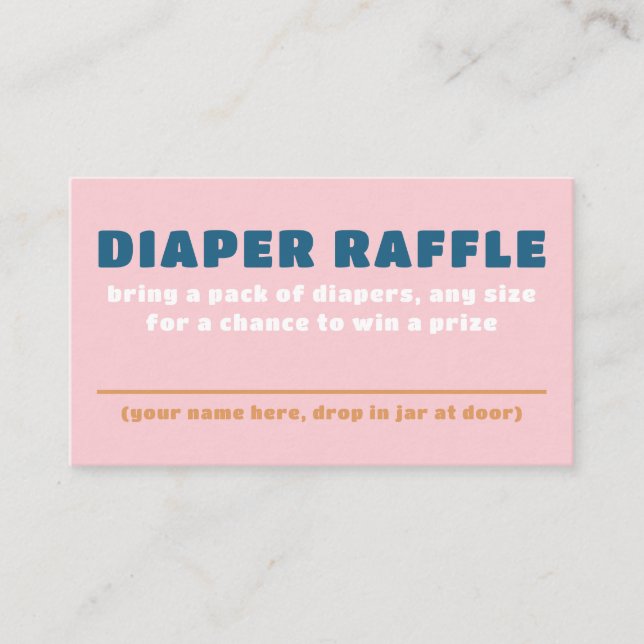 Colourful Fun Gender Neutral Baby Diaper Raffle Business Card (Front)