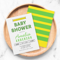 Colourful Fun Green and Yellow Modern Baby Shower