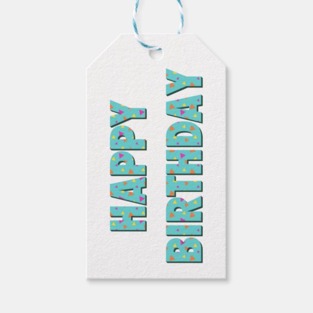 Colourful Fun Happy Birthday Gift Tags (Front)