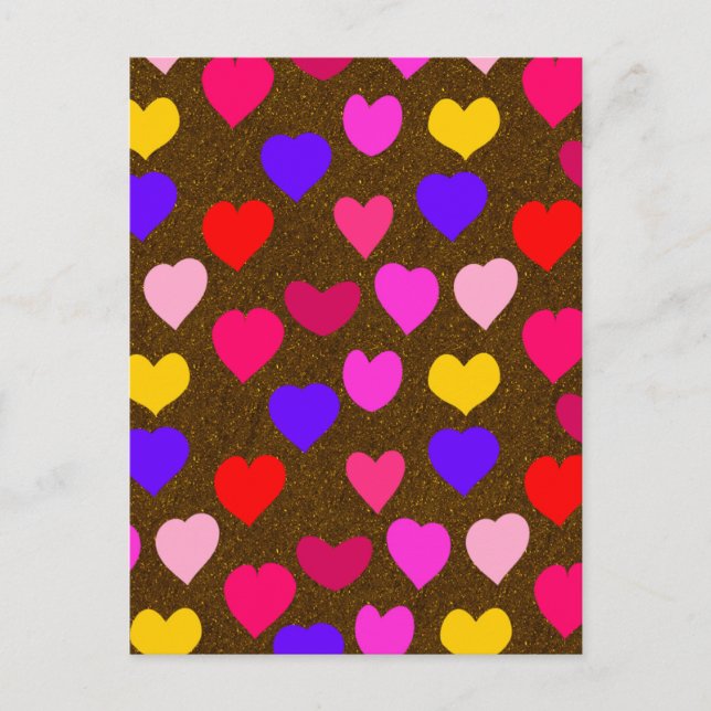 Colourful Fun Hearts for Valentines Holiday Postcard (Front)