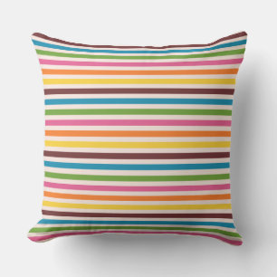 Colourful, Fun Horizontal Stripe Outdoor Pillow