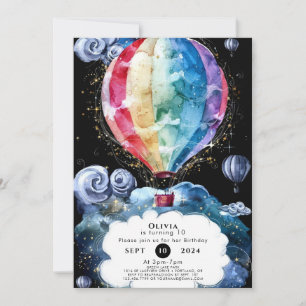 Colourful Fun Hot Air Balloon Birthday Invitation