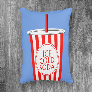 Colourful Fun Ice-Cold Soda To Go Beverage Decorative Cushion